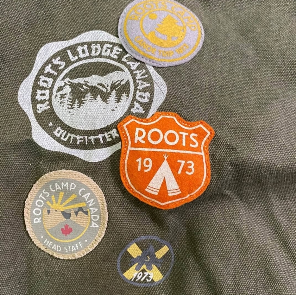 Roots Olive Backpack with Embroidered Badges